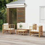 vidaXL 6-Piece Lounge Set with Cushions Bamboo Cream White