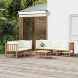 vidaXL 6-Piece Lounge Set with Cushions Bamboo Cream White