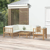 vidaXL 6-Piece Lounge Set with Cushions Bamboo Cream White