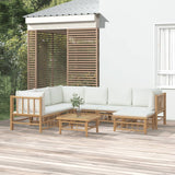 vidaXL 6-Piece Lounge Set with Cushions Bamboo Cream White