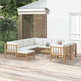 vidaXL 6-Piece Lounge Set with Cushions Bamboo Cream White