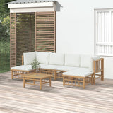 vidaXL 6-Piece Lounge Set with Cushions Bamboo Cream White