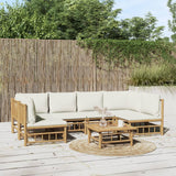 vidaXL 6-Piece Lounge Set with Cushions Bamboo Cream White