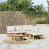 vidaXL 6-Piece Lounge Set with Cushions Bamboo Cream White