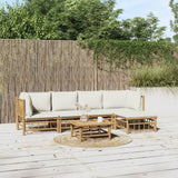 vidaXL 6-Piece Lounge Set with Cushions Bamboo Cream White