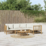 vidaXL 6-Piece Lounge Set with Cushions Bamboo Cream White