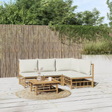 vidaXL 6-Piece Lounge Set with Cushions Bamboo Cream White
