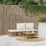 vidaXL 6-Piece Lounge Set with Cushions Bamboo Cream White