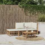 vidaXL 6-Piece Lounge Set with Cushions Bamboo Cream White