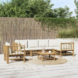 vidaXL 6-Piece Lounge Set with Cushions Bamboo Cream White