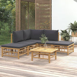 vidaXL 6-Piece Lounge Set with Cushions Bamboo Cream White
