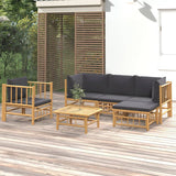 vidaXL 6-Piece Lounge Set with Cushions Bamboo Cream White