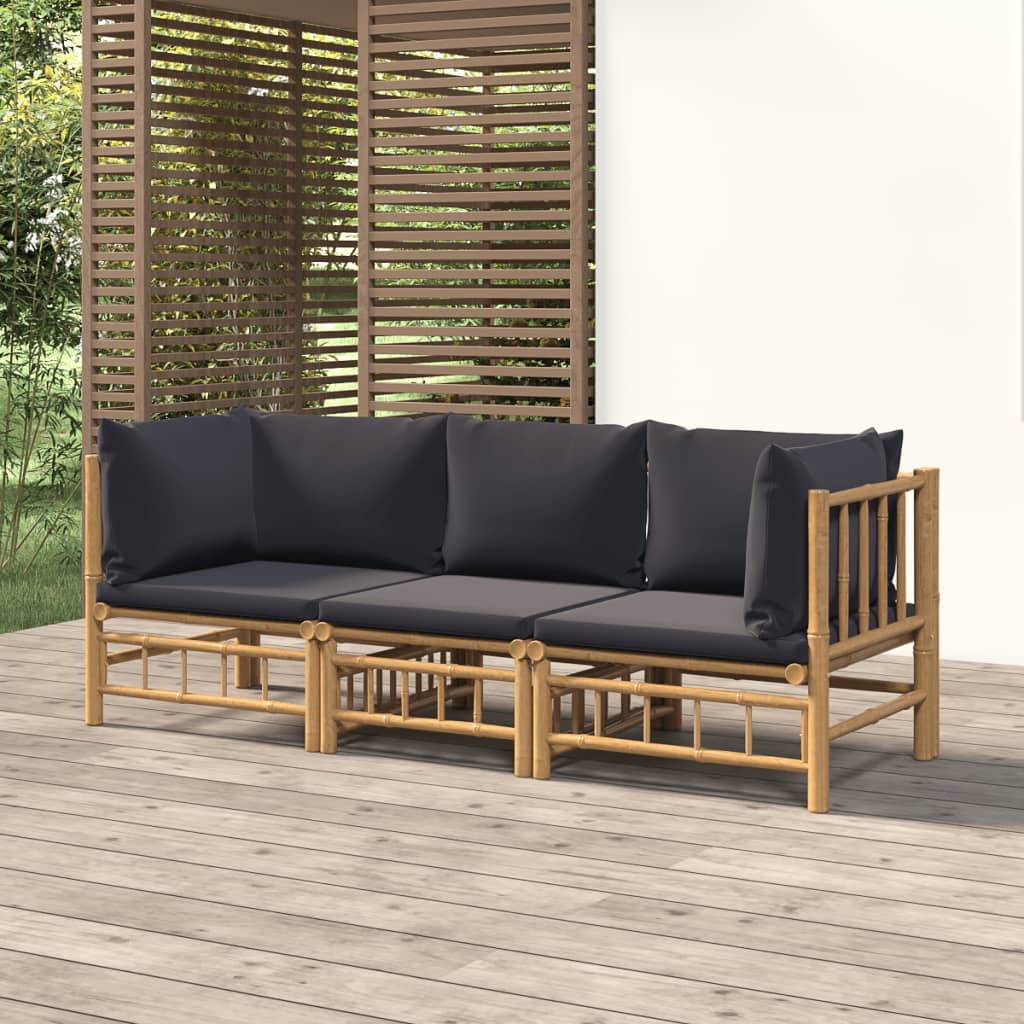 vidaXL 6-Piece Lounge Set with Cushions Bamboo Cream White