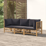 vidaXL 6-Piece Lounge Set with Cushions Bamboo Cream White