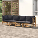 vidaXL 6-Piece Lounge Set with Cushions Bamboo Cream White