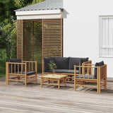 vidaXL 6-Piece Lounge Set with Cushions Bamboo Cream White