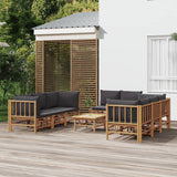 vidaXL 6-Piece Lounge Set with Cushions Bamboo Cream White
