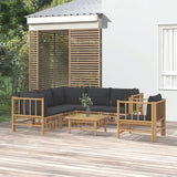 vidaXL 6-Piece Lounge Set with Cushions Bamboo Cream White