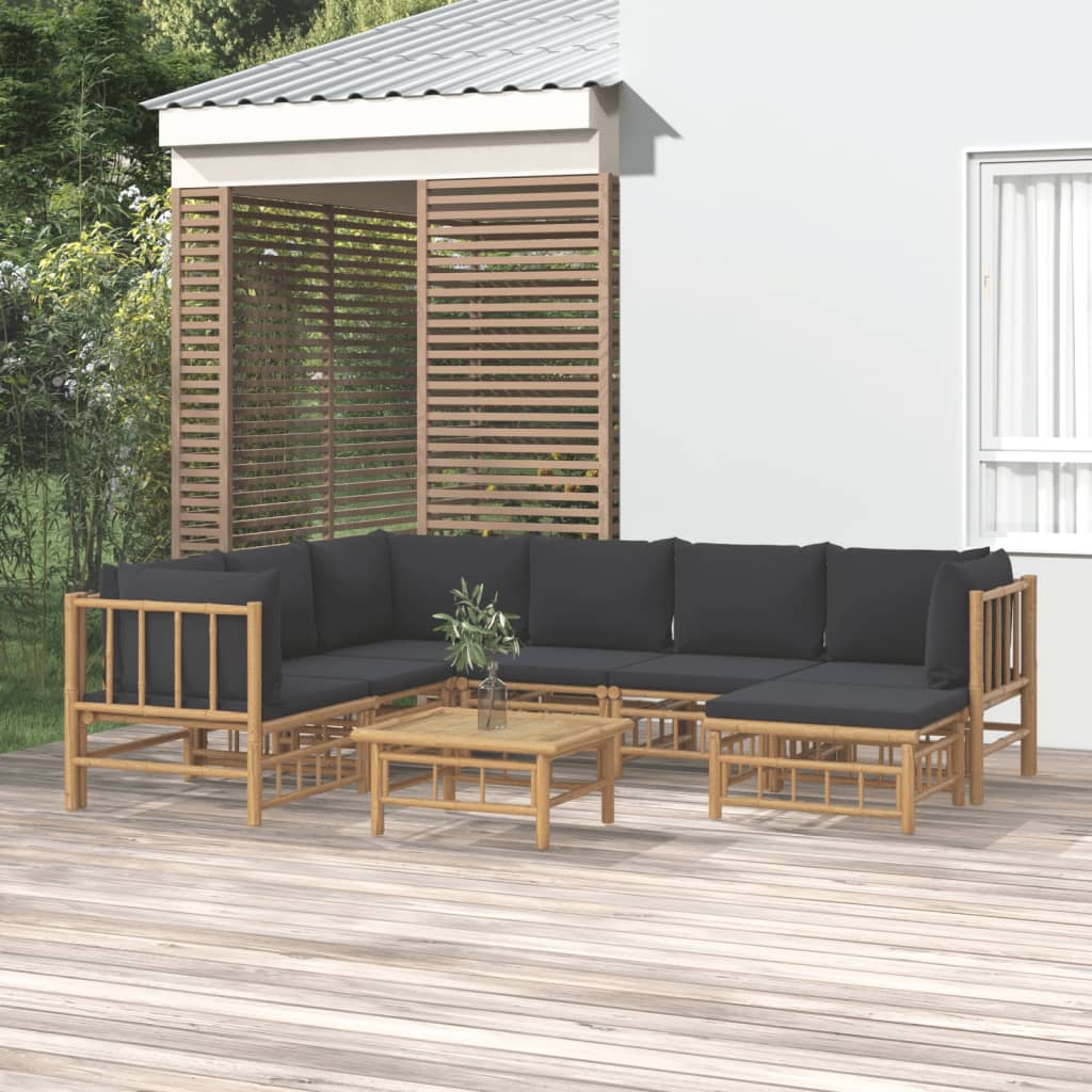 vidaXL 6-Piece Lounge Set with Cushions Bamboo Cream White