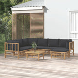 vidaXL 6-Piece Lounge Set with Cushions Bamboo Cream White