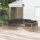 vidaXL 6-Piece Lounge Set with Cushions Bamboo Cream White