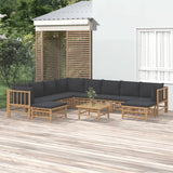 vidaXL 6-Piece Lounge Set with Cushions Bamboo Cream White