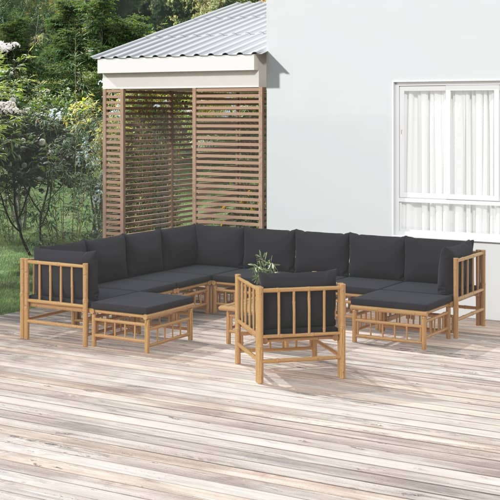 vidaXL 6-Piece Lounge Set with Cushions Bamboo Cream White