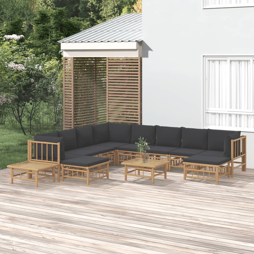 vidaXL 6-Piece Lounge Set with Cushions Bamboo Cream White