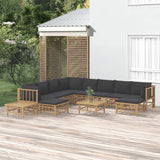 vidaXL 6-Piece Lounge Set with Cushions Bamboo Cream White
