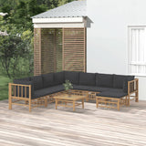 vidaXL 6-Piece Lounge Set with Cushions Bamboo Cream White