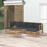 vidaXL 6-Piece Lounge Set with Cushions Bamboo Cream White