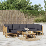 vidaXL 6-Piece Lounge Set with Cushions Bamboo Cream White