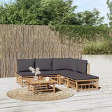 vidaXL 6-Piece Lounge Set with Cushions Bamboo Cream White