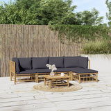 vidaXL 6-Piece Lounge Set with Cushions Bamboo Cream White