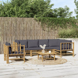 vidaXL 6-Piece Lounge Set with Cushions Bamboo Cream White