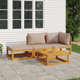 vidaXL 6-delige Loungeset met taupe kussens massief hout
