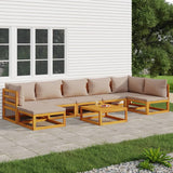 vidaXL 6-delige Loungeset met taupe kussens massief hout