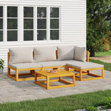 vidaXL 6-delige Loungeset met taupe kussens massief hout