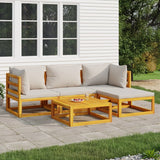 vidaXL 6-delige Loungeset met taupe kussens massief hout