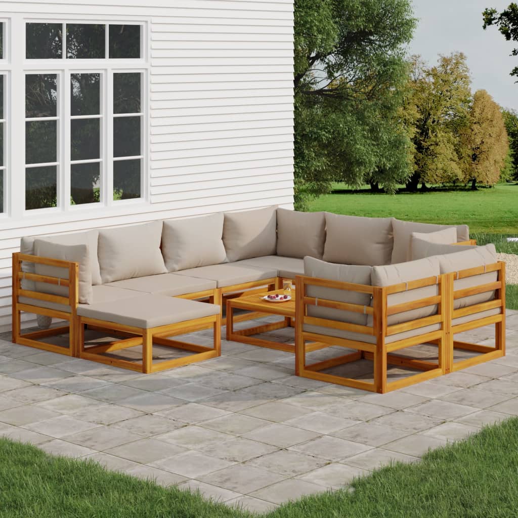 vidaXL 6-delige Loungeset met taupe kussens massief hout