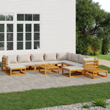 vidaXL 6-delige Loungeset met taupe kussens massief hout