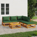 vidaXL 6-delige Loungeset met taupe kussens massief hout
