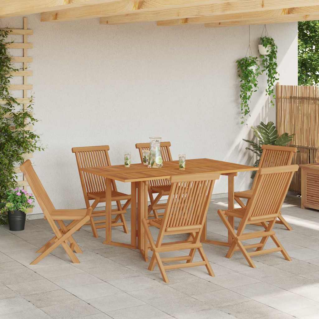 vidaXL Tuin Eettafel Set 7 pcs Bruin Massief Teakhout