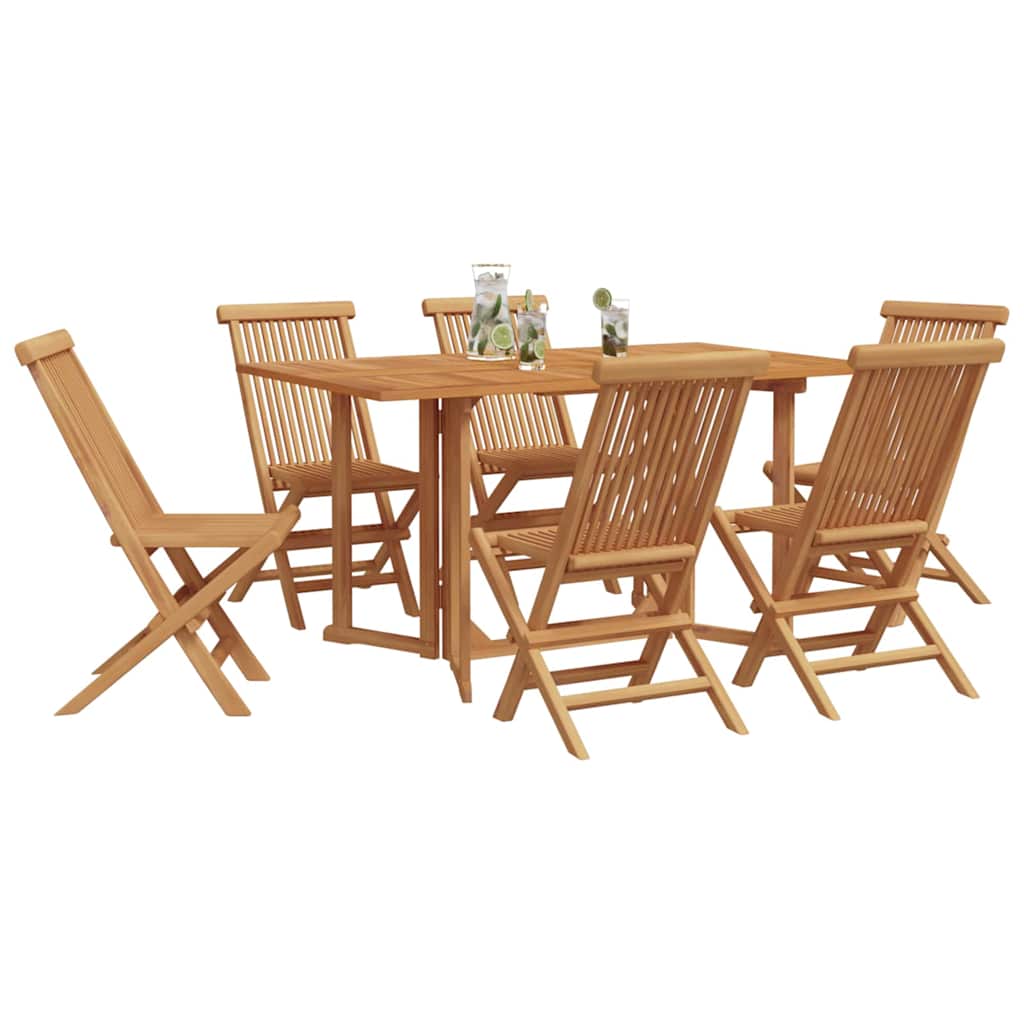vidaXL Tuin Eettafel Set 7 pcs Bruin Massief Teakhout