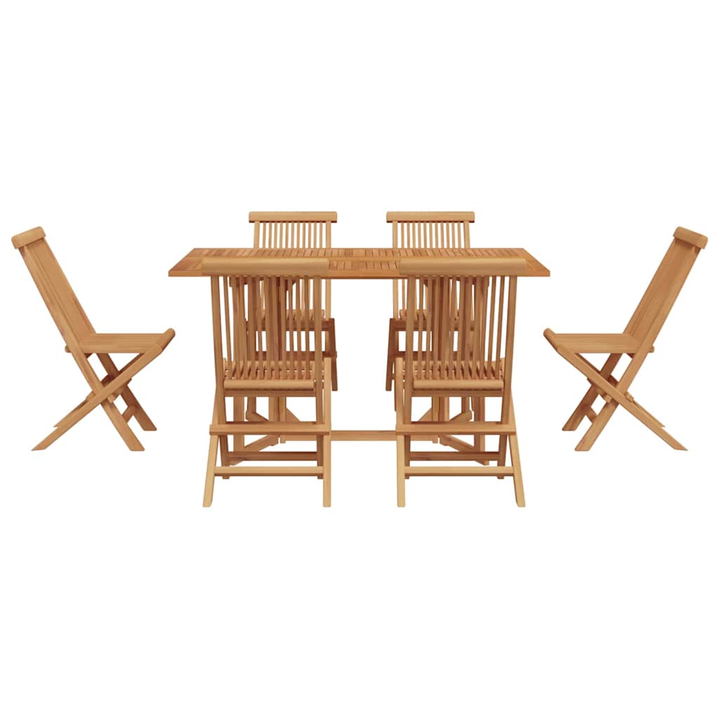 vidaXL Tuin Eettafel Set 7 pcs Bruin Massief Teakhout