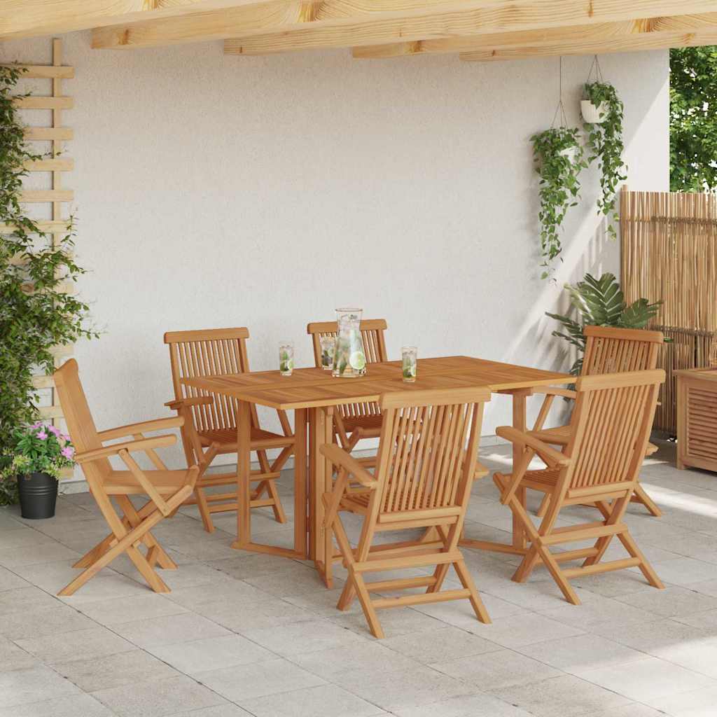 vidaXL Tuin Eettafel Set 7 pcs Bruin Massief Teakhout
