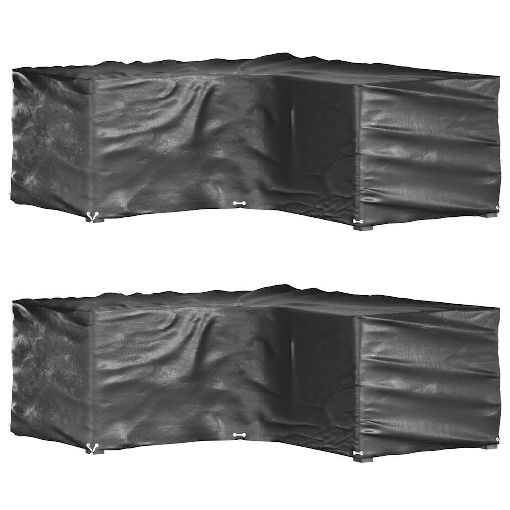 vidaXL Tuinmeubelhoezen 2 st L-vormig 12 oogjes 250x250x90 cm