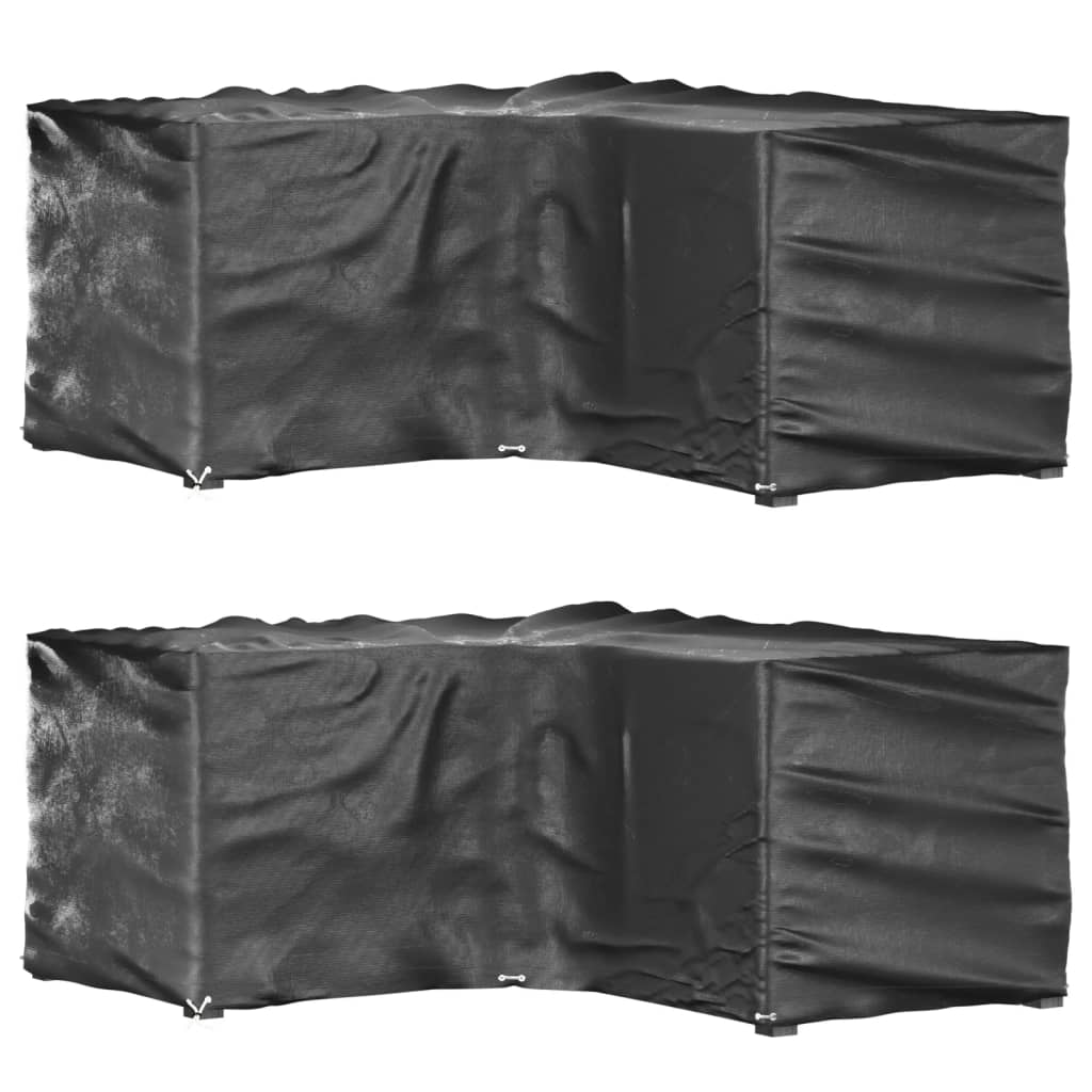 vidaXL Tuinmeubelhoezen 2 st L-vormig 12 oogjes 250x250x90 cm