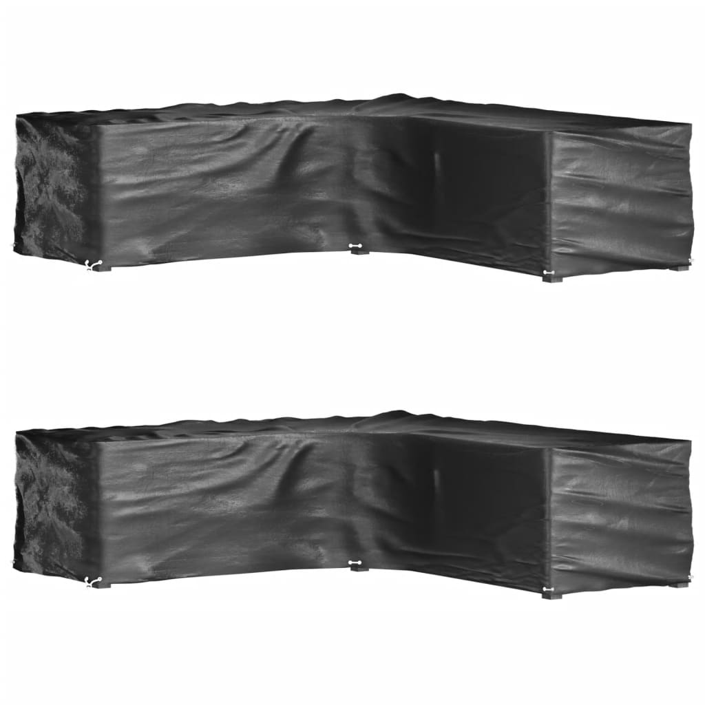 vidaXL Tuinmeubelhoezen 2 st L-vormig 12 oogjes 250x250x90 cm