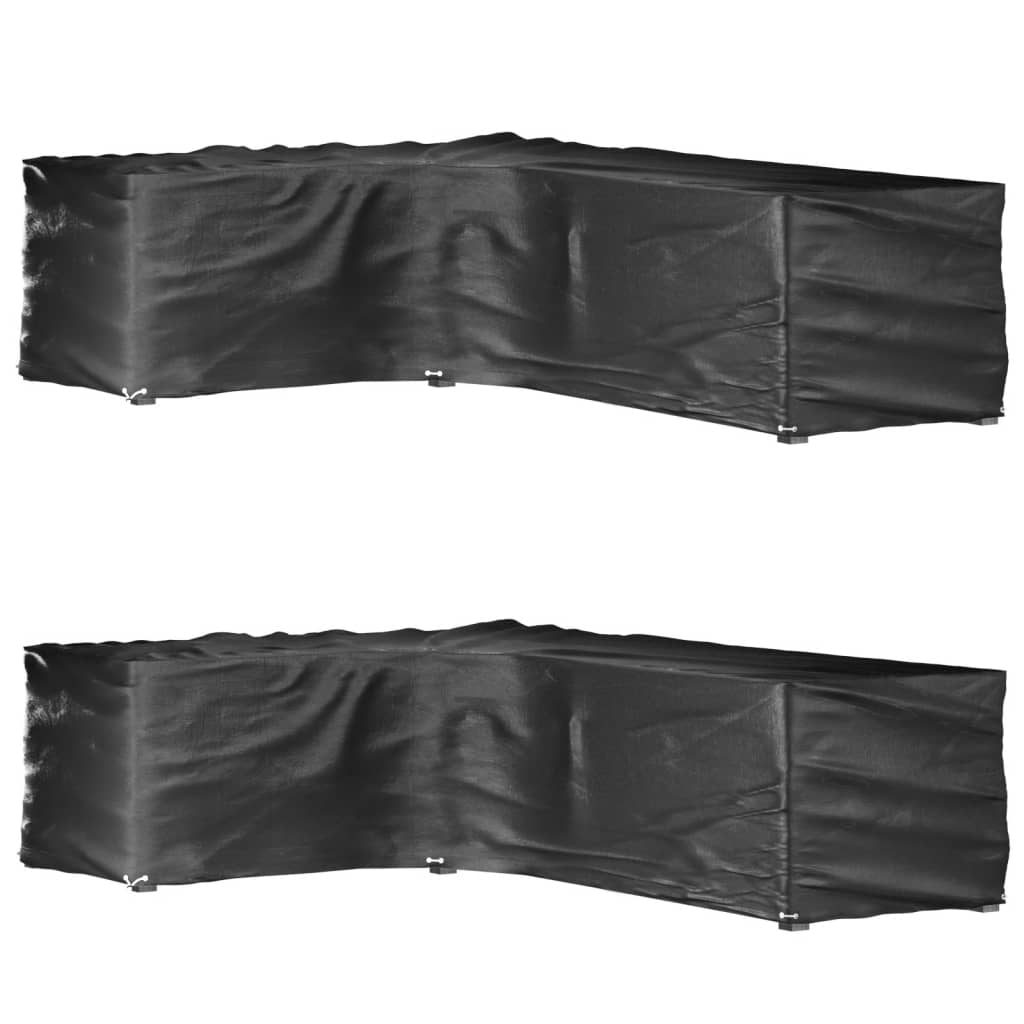 vidaXL Tuinmeubelhoezen 2 st L-vormig 12 oogjes 250x250x90 cm